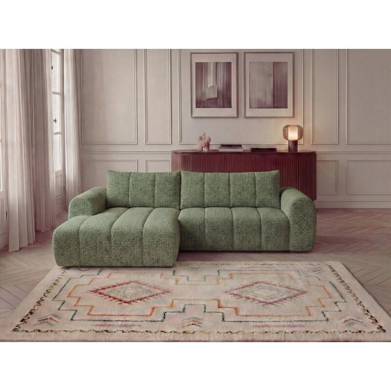 Açık Yeşil Kırçıllı Kumaş Ahşap İskeletli Sol Köşe 3 Kişilik Koltuk - 272x82 cm - 152017