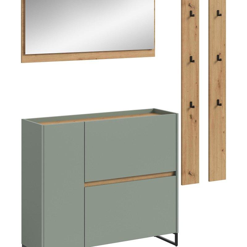 Adaçayı Metal Ayaklı Aynalı 4 Parçalı Portmanto Vestiyer Seti - 192 cm - 158788