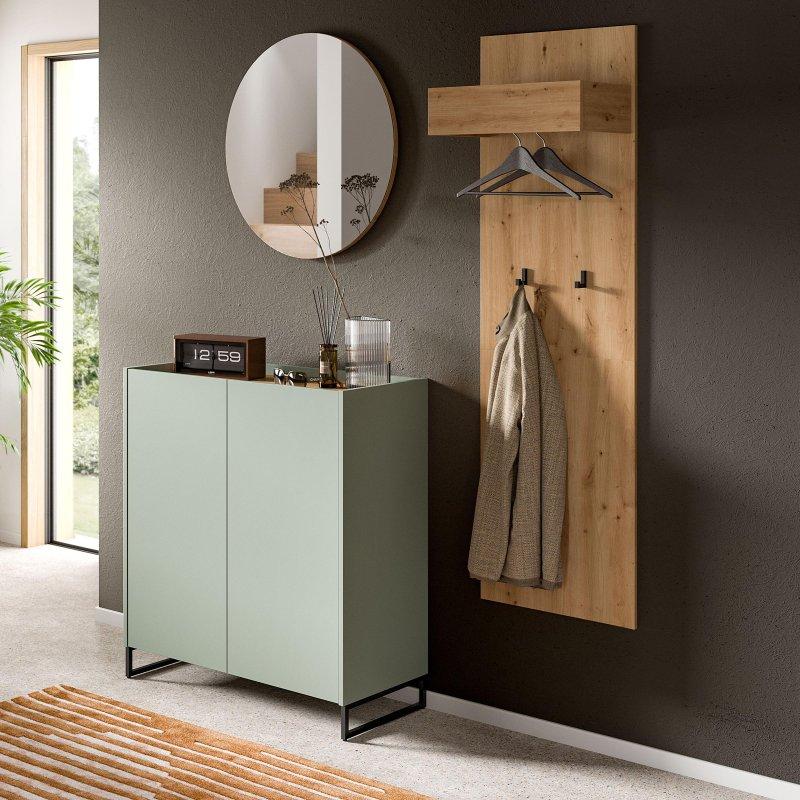 Adaçayı Yeşili Sunta Panelli Aynalı 3 Parçalı Portmanto Vestiyer Seti - 197 cm - 159157