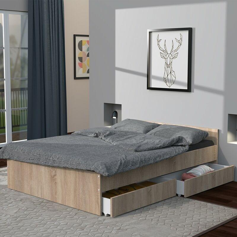 Ağartılmış Meşe Suntalam 2 Çekmeceli Baza - 140x190 cm - 143938