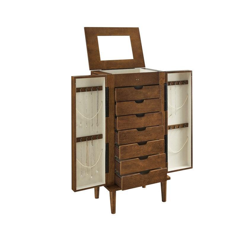 Ahşap Aynalı Çekmeceli Ayaklı Takı Dolabı - 97x46x34 cm - 145359