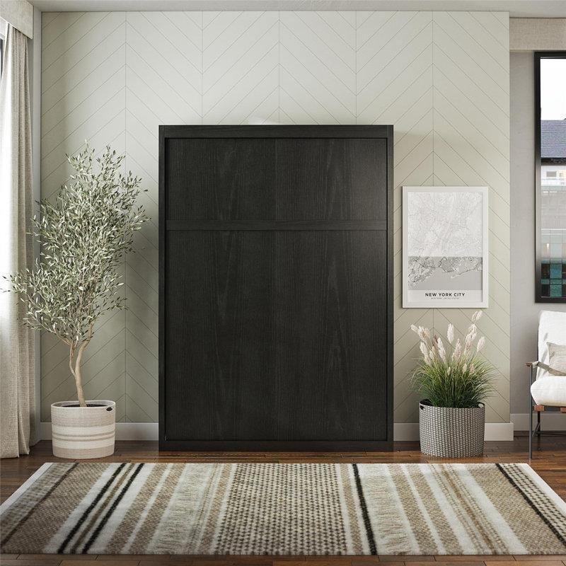 Ahşap Dokulu Endüstriyel Ahşap Pistonlu Katlanır Duvar Yatağı - 166x220 cm - 144462