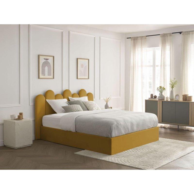 Ahşap Kademeli Başlıklı Kadife Kumaş Sandıklı Baza - 144238