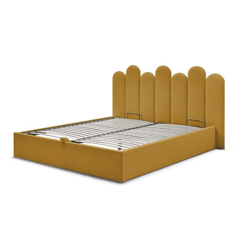 Ahşap Kademeli Başlıklı Kadife Kumaş Sandıklı Baza - 144238