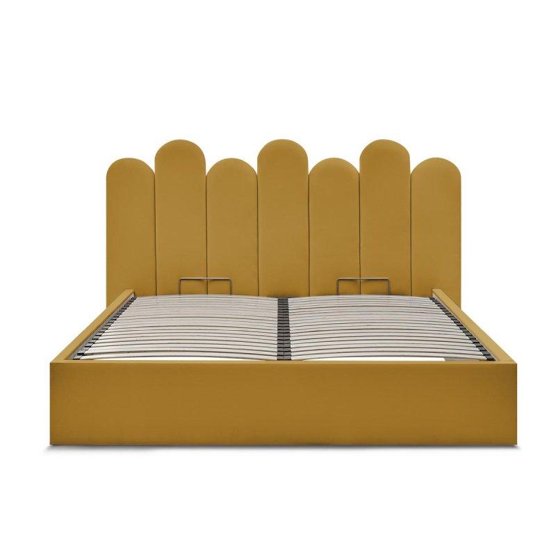 Ahşap Kademeli Başlıklı Kadife Kumaş Sandıklı Baza - 144238