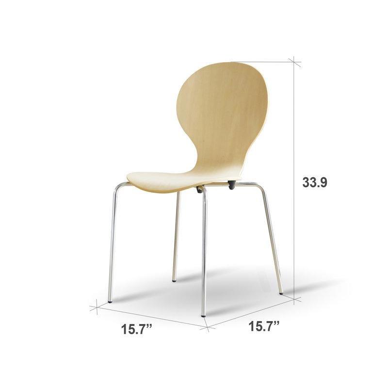 Ahşap Krom Ayaklı İstiflenebilir Sandalye Seti, 2'li - 147039