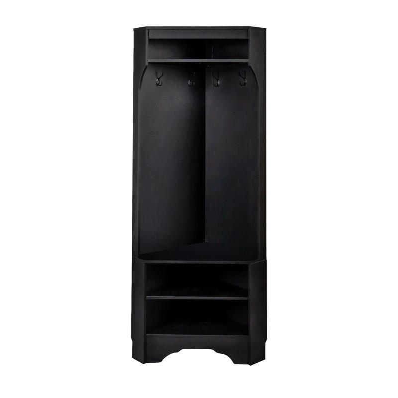 Ahşap Oturaklı 4 Askılı Köşe Portmanto Vestiyer - 75 cm - 159433