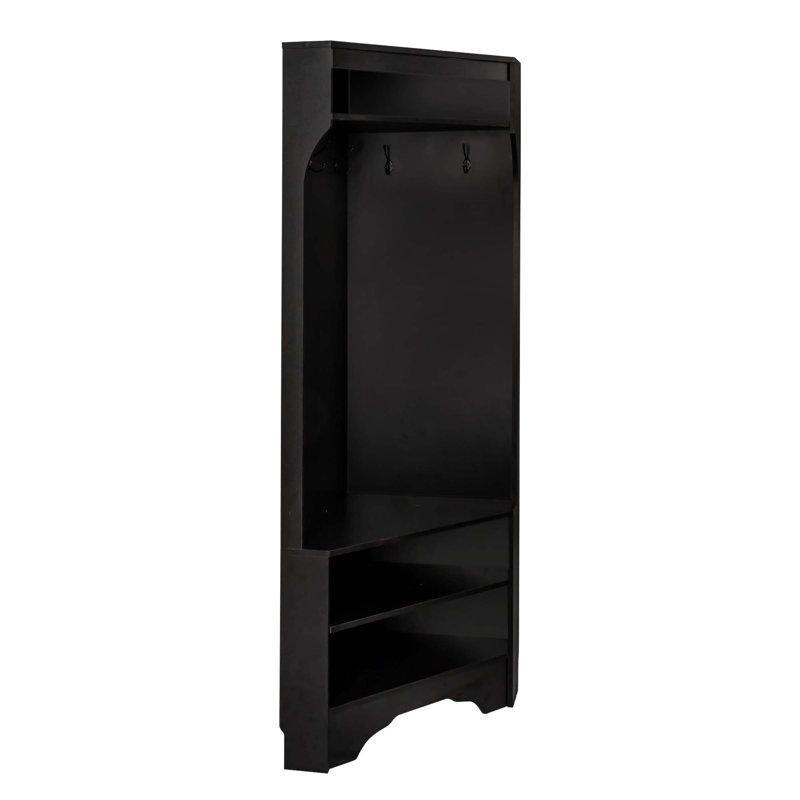 Ahşap Oturaklı 4 Askılı Köşe Portmanto Vestiyer - 75 cm - 159433