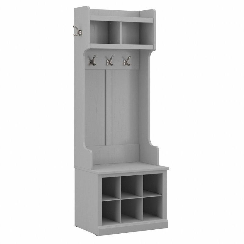 Ahşap Oturaklı ve Ayakkabılıklı Portmanto Vestiyer - 63 cm - 159808