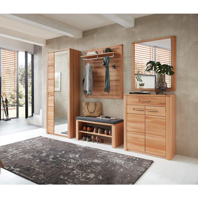 Ahşap Rengi 5 Parça Aynalı ve Oturaklı Portmanto Vestiyer Seti - 268 cm - 159376