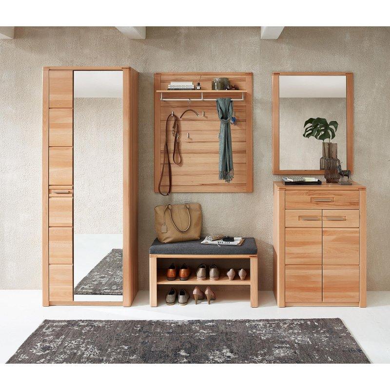 Ahşap Rengi 5 Parça Aynalı ve Oturaklı Portmanto Vestiyer Seti - 268 cm - 159376