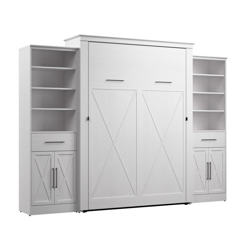 Antik Bronz Kulplu X Desenli Dolaplı Çift Kişilik Duvar Yatağı - 288 cm - 144285