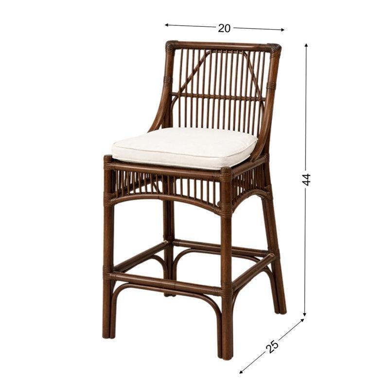 Antik Kahverengi Döşemeli Tam Sırtlı Dört Ayaklı Hasır Bar Sandalyesi - 77 cm - 148275
