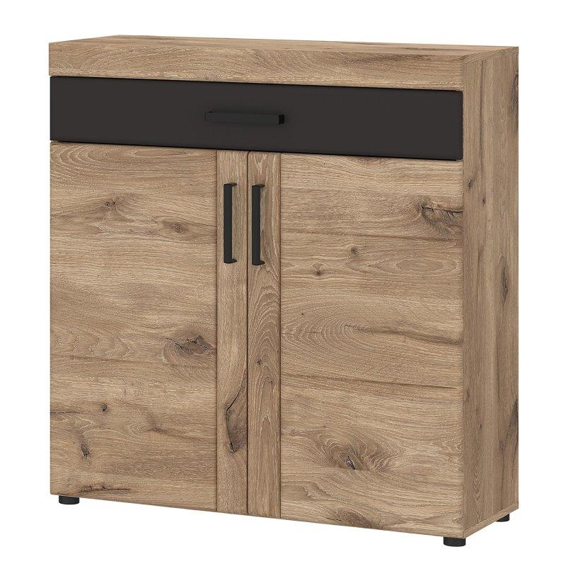 Antrasit Ahşap 4 Parça Aynalı Oturaklı Yavaş Kapanır Portmanto Vestiyer - 186x160 cm - 158947