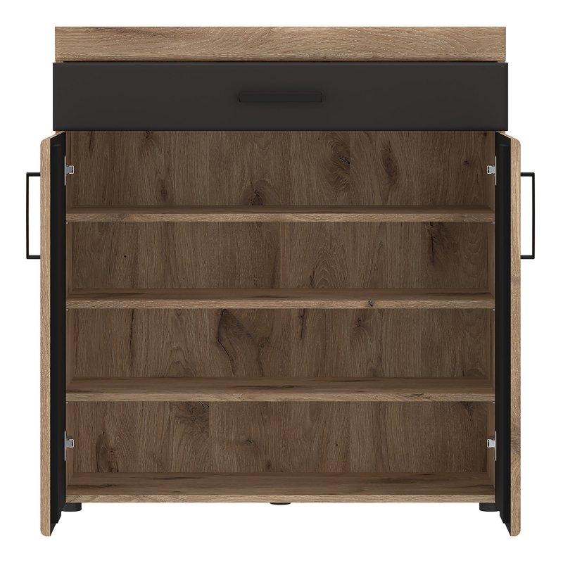 Antrasit Ahşap 4 Parça Aynalı Oturaklı Yavaş Kapanır Portmanto Vestiyer - 186x160 cm - 158947