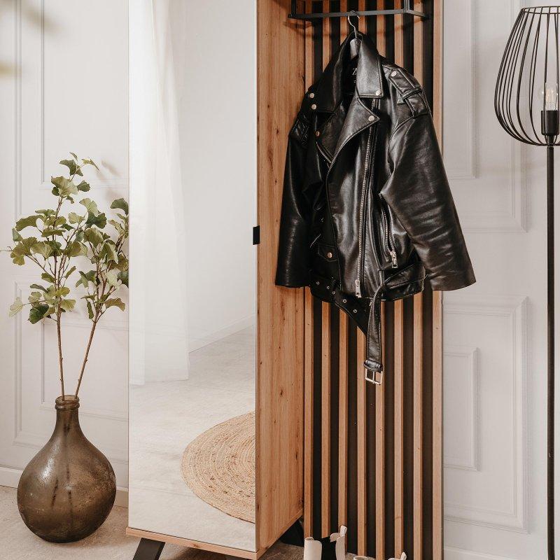 Antrasit Artisan Sunta Aynalı 4 Raflı Portmanto Vestiyer - 80x190 cm - 158923