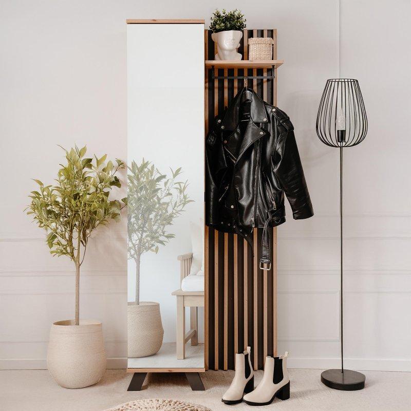 Antrasit Artisan Sunta Aynalı 4 Raflı Portmanto Vestiyer - 80x190 cm - 158923