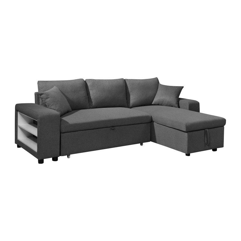 Antrasit Kumaş Yataklı Sandıklı ve Puflu Yönü Değiştirilebilir Köşe Koltuk - 240x145 cm - 155674