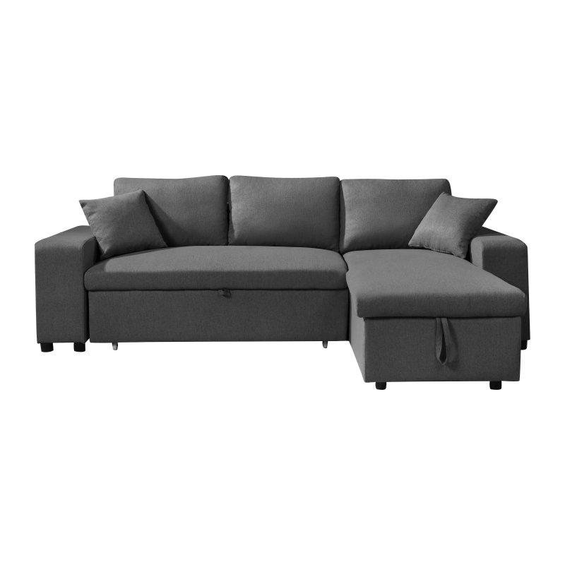 Antrasit Kumaş Yataklı Sandıklı ve Puflu Yönü Değiştirilebilir Köşe Koltuk - 240x145 cm - 155674