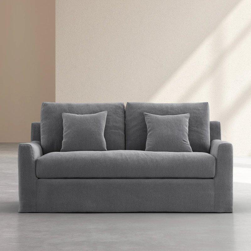 Arduvaz Grisi Pamuklu Keten Kılıfı Çıkarılabilir Kuş Tüyü Dolgulu İkili Koltuk - 183 cm - 154653