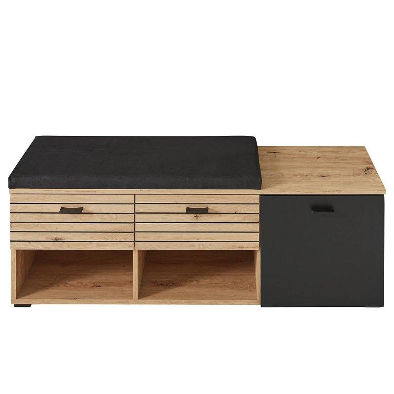 Artisan Meşe Rengi Çıtalı Aynalı ve Oturaklı Portmanto Vestiyer Seti - 126 cm - 159322