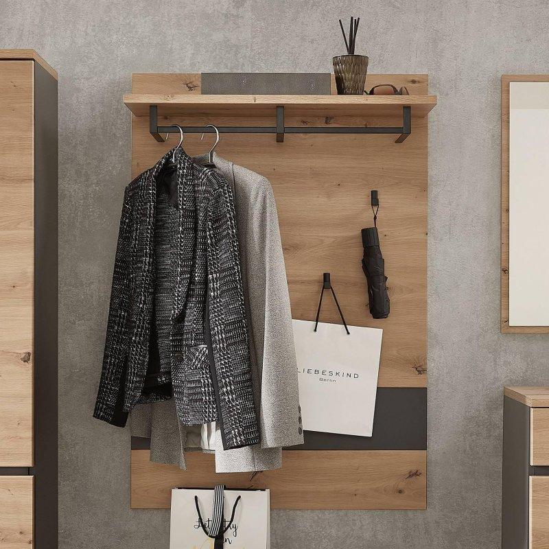 Artisan Meşe ve Grafit Oturaklı Çekmeceli 3 Parçalı Portmanto Vestiyer Seti - 160 cm - 159046
