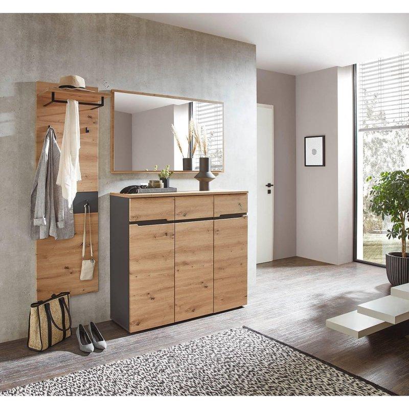 Artisan Meşe ve Grafit Suntalam 2 Parçalı 3 Kapaklı Portmanto Vestiyer Seti - 170x170 cm - 159340