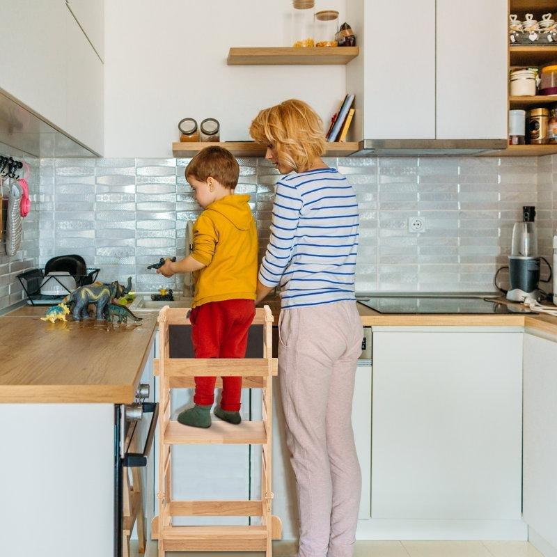 Ayarlanabilir 2 Basamaklı Masif Ahşap Öğrenme Kulesi - 163150