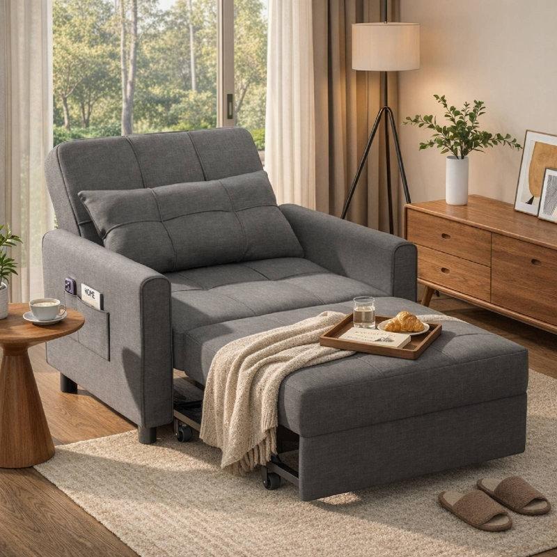 Ayarlanabilir Kumaş 3%27ü 1 Arada Yatak Olan Tekli Koltuk - 156292