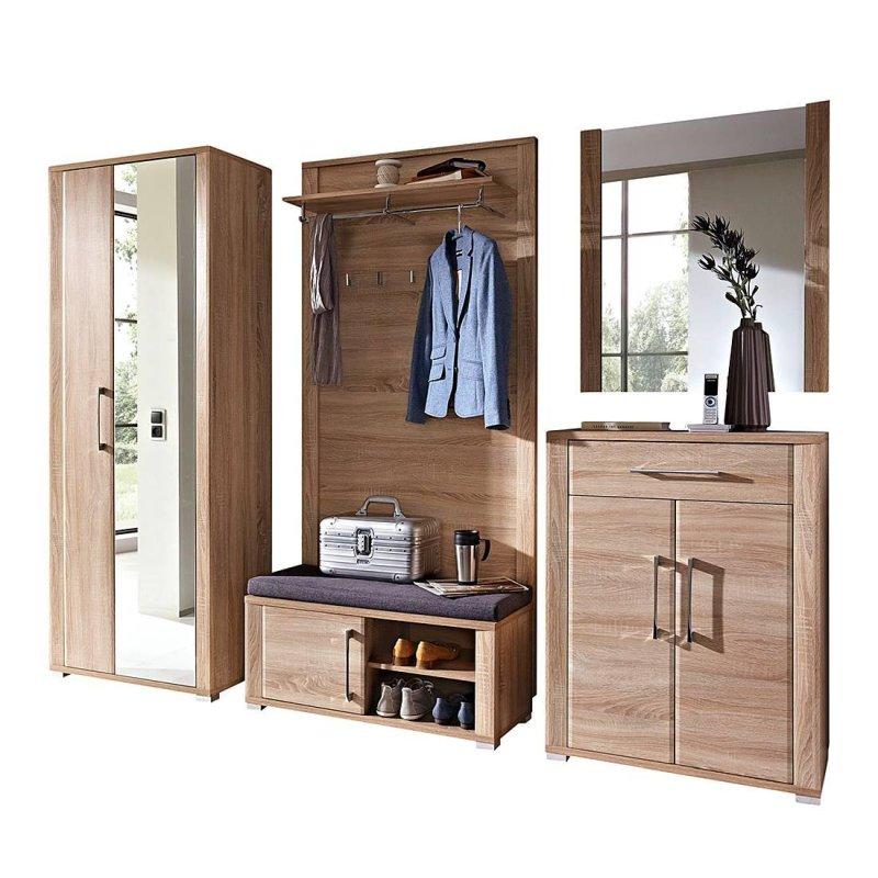 Aynalı Oturaklı 5 Parçalı Modern MDF Portmanto Vestiyer Seti - 238 cm - 159115