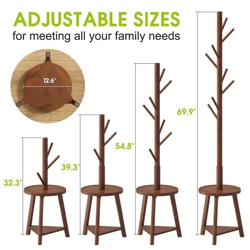 Bambu Raflı 8 Askılı Yüksekliği Ayarlanabilir Ayaklı Portmanto - 161305