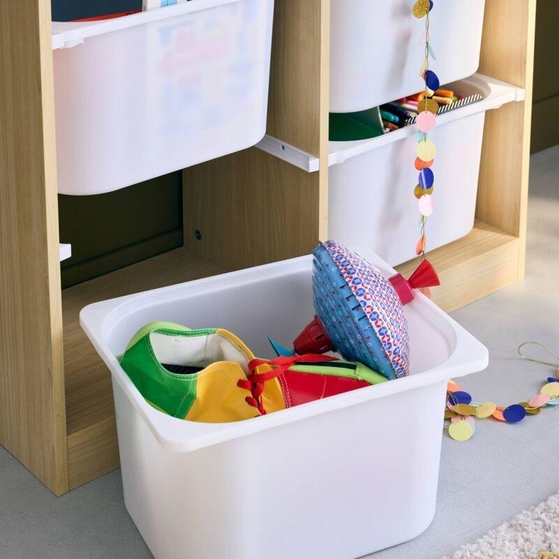 Bej 6 Plastik Sepetli Devrilme Önleyici Oyuncak Dolabı - 82x30x89 cm - 150979