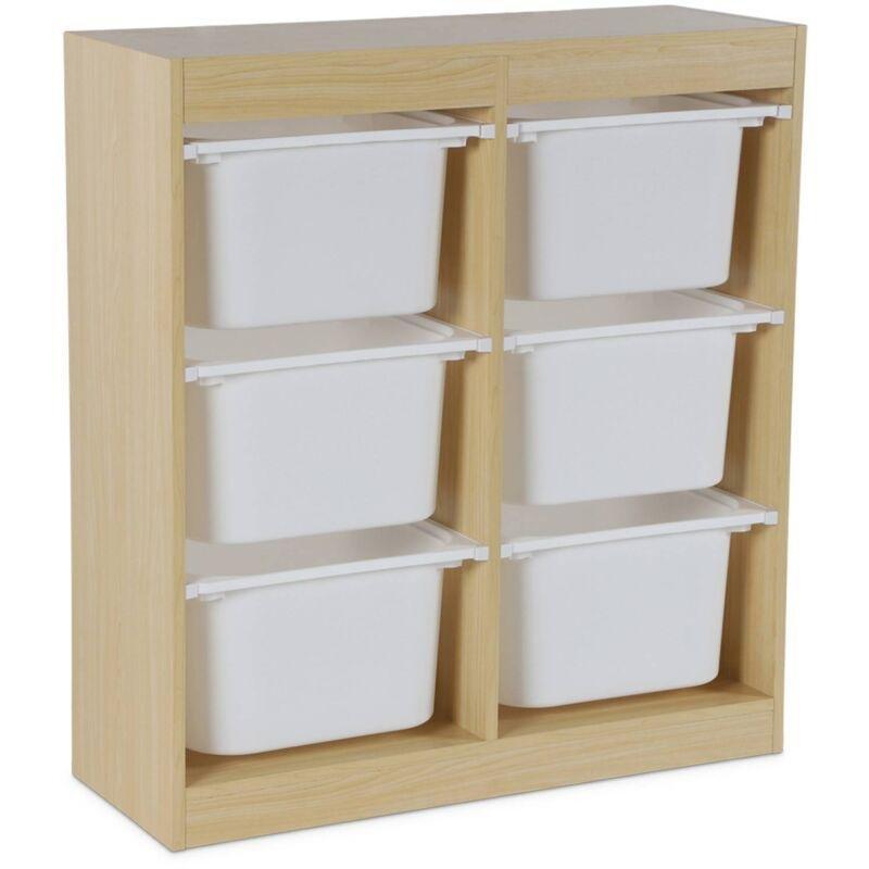 Bej 6 Plastik Sepetli Devrilme Önleyici Oyuncak Dolabı - 82x30x89 cm - 150979