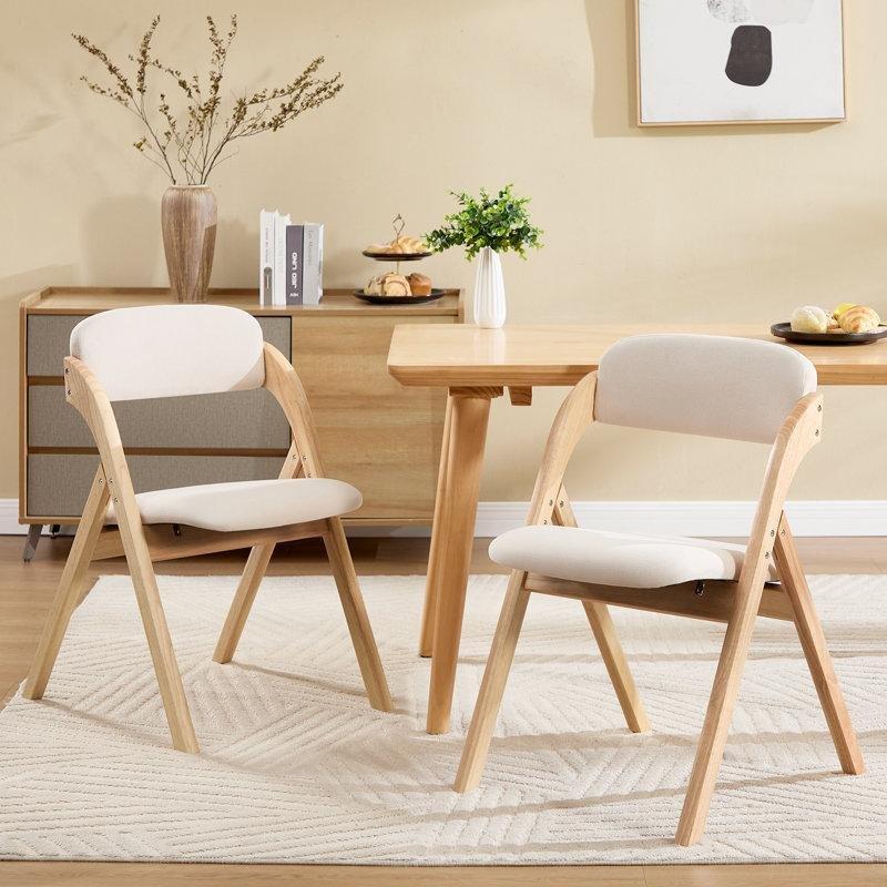 Bej Ahşap Minderli İstiflenebilir Katlanır Sandalye 2li Set - 146136