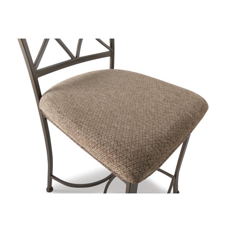 Bej Baklava Desenli Döşemeli Ahşap Sırtlıklı Ferforje Bar Sandalyesi - 61 cm - 148773