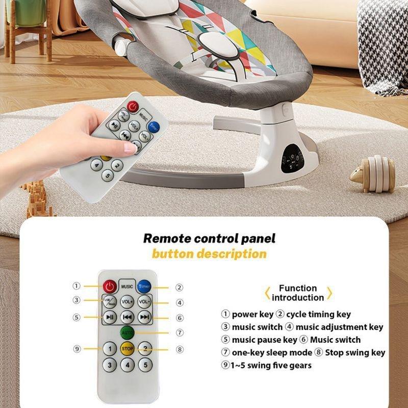 Bej Bluetooth Uzaktan Kumandalı Müzikli Titreşimli 5 Kademeli Ana Kucağı Beşik - 63x70x48 cm - 162370
