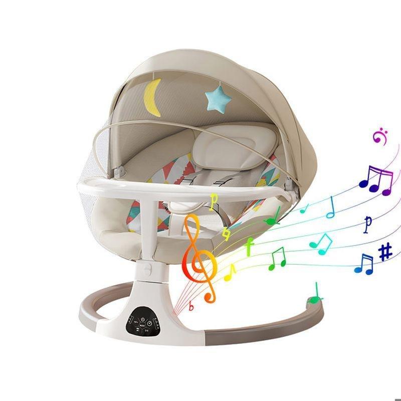 Bej Bluetooth Uzaktan Kumandalı Müzikli Titreşimli 5 Kademeli Ana Kucağı Beşik - 63x70x48 cm - 162370