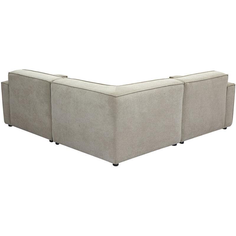 Bej Dokulu Kadife Kumaş Modüler 3 Kişilik Köşe Koltuk - 202 cm - 153296