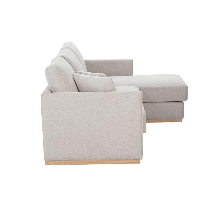 Bej Dokulu Kadife Kumaş Sağ Yönlü 3 Kişilik Köşe Koltuk - 193x135 cm - 153108
