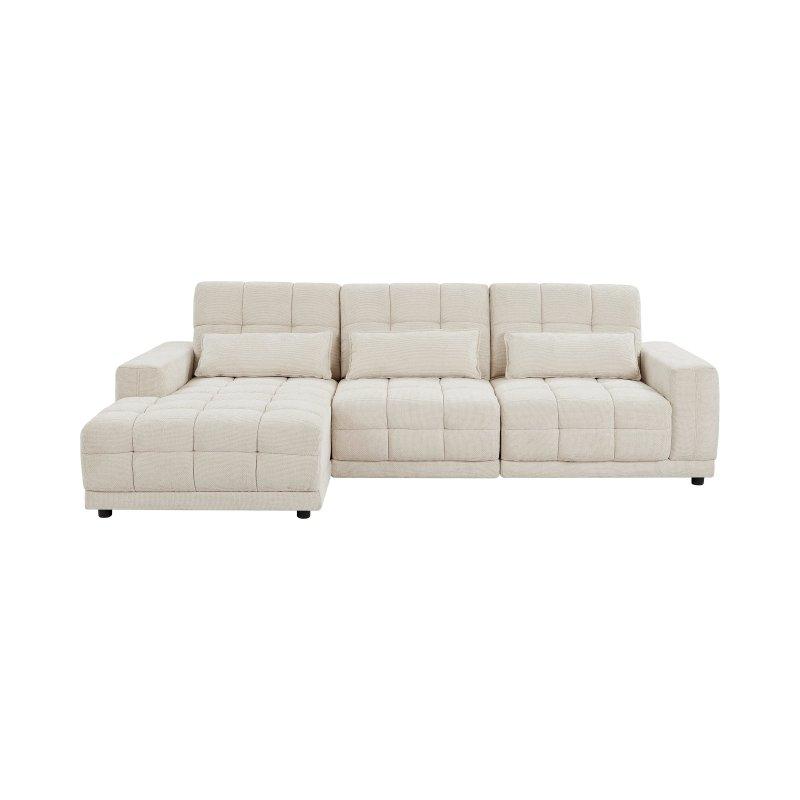 Bej Dokulu Kumaş Elektrikli Relax Mekanizmalı Sol Köşe Koltuk - 288x165 cm - 155971