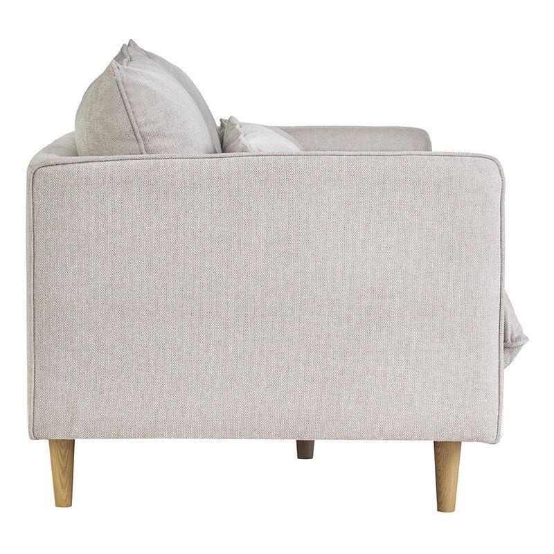 Bej Dokulu Kumaş Masif Dişbudak Ayaklı 3 Kişilik İskandinav Tarzı Koltuk - 180x88 cm - 154092