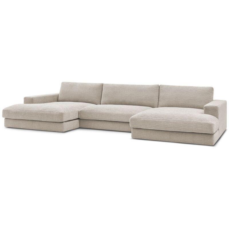 Bej Dokulu Kumaş Panoramik 6 Kişilik Modern Koltuk - 404x159 cm - 153978