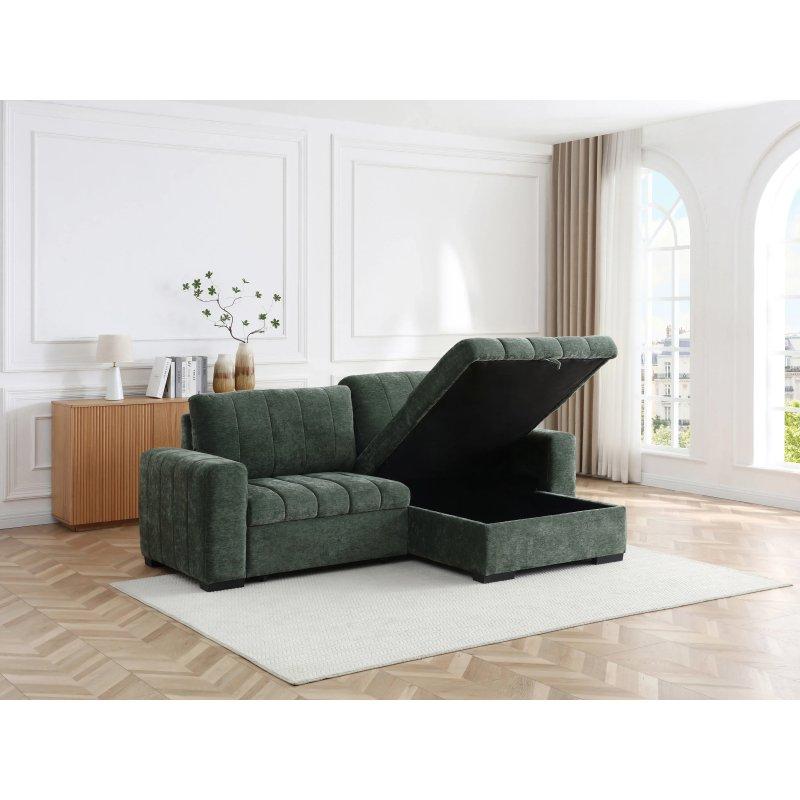 Bej Dokulu Kumaş Yataklı Sandıklı Yönü Değiştirilebilir Köşe Koltuk - 250x154 cm - 156079