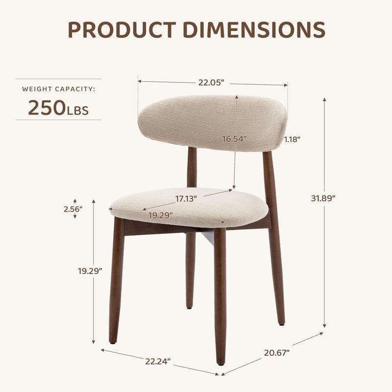 Bej Döşemeli Masif Ahşap Kavisli Sırtlı Sandalye - 6lı Set - 146625