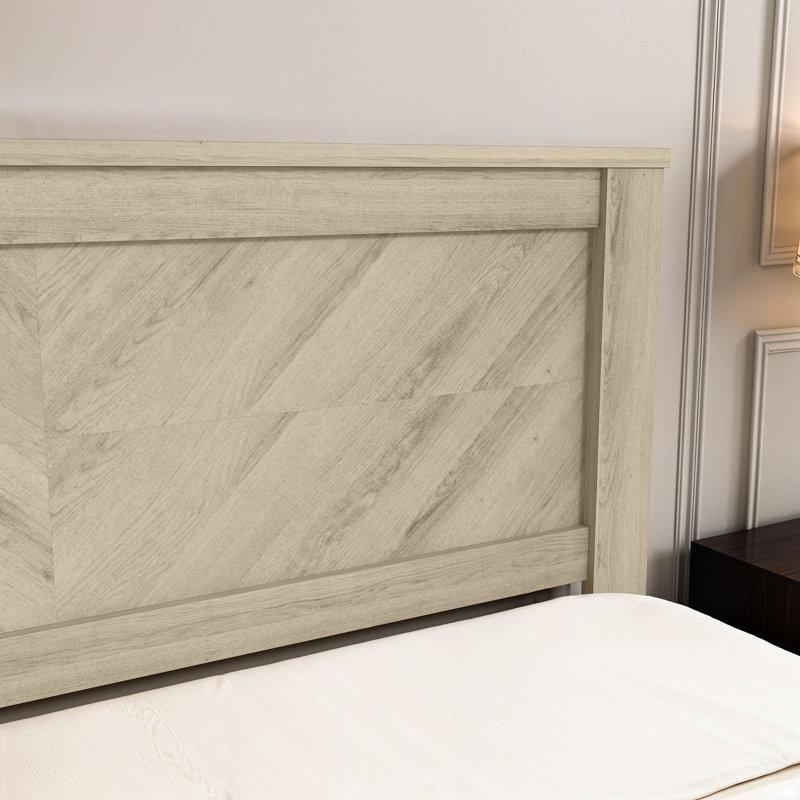 Bej Endüstriyel Ahşap Balıksırtı Desenli Yatak Başlığı - 162 cm - 144804