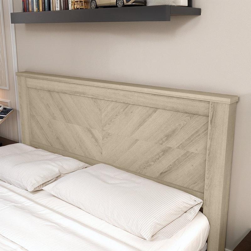 Bej Endüstriyel Ahşap Balıksırtı Desenli Yatak Başlığı - 162 cm - 144804