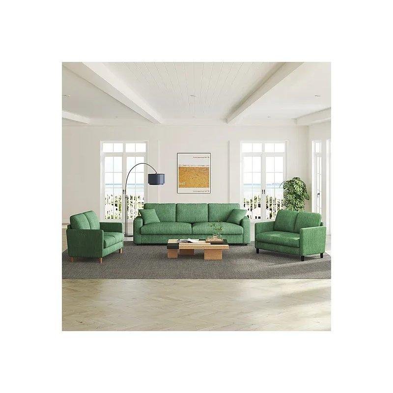 Bej Fitilli Kadife Derin Oturumlu İkili Koltuk - 129x78x89 cm - 155155
