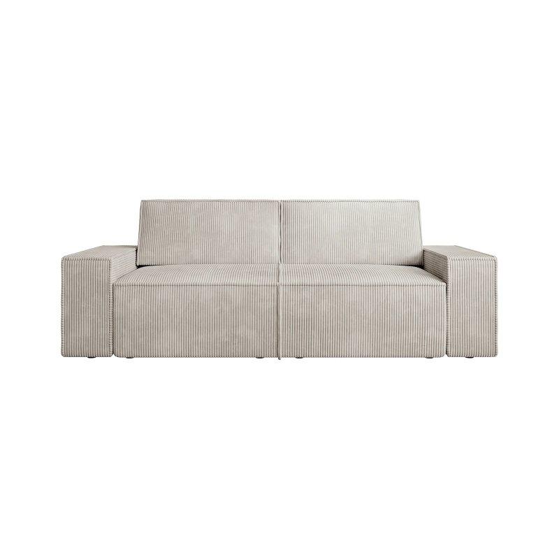 Bej Fitilli Kadife Geniş Kolçaklı Üçlü Koltuk - 230 cm - 155386