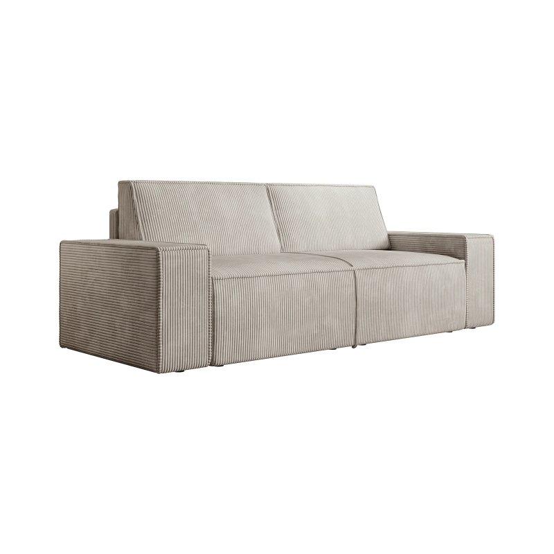 Bej Fitilli Kadife Geniş Kolçaklı Üçlü Koltuk - 230 cm - 155386