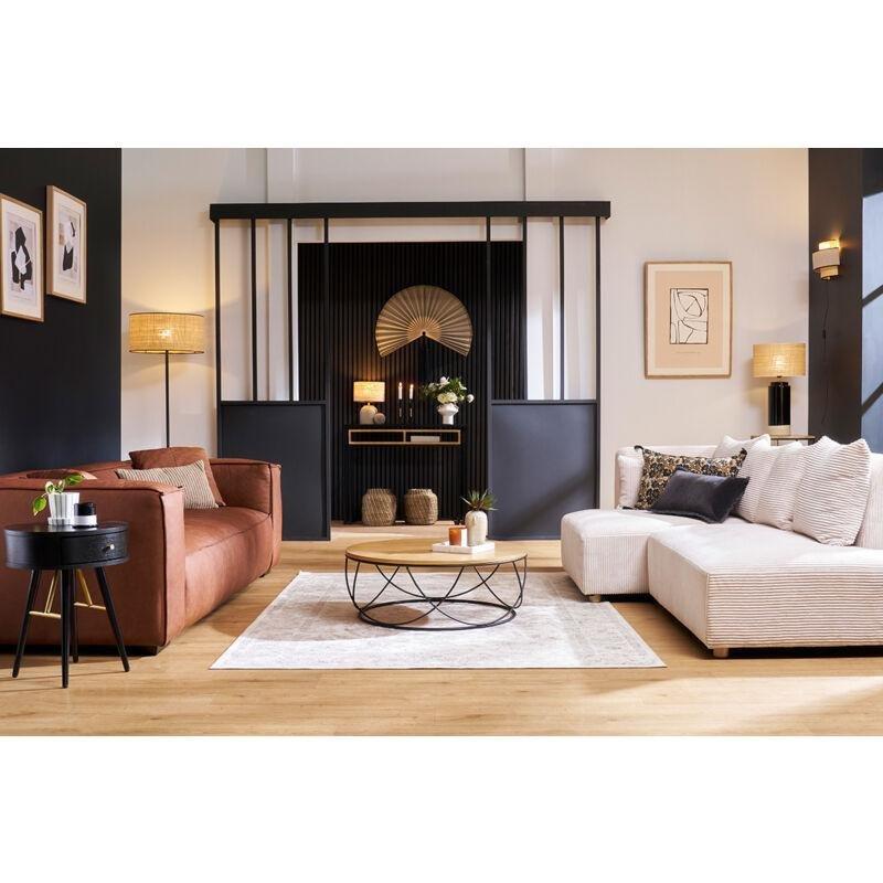 Bej Fitilli Kadife Kumaş Masif Ahşap Ayaklı Sol Köşeli 3 Kişilik Köşe Koltuk - 229x125 cm - 153256